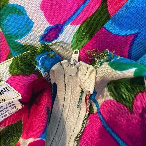 Hawaiian Hibiscus Fuschia Flowers 8 Tiki Oasis Handmade Vintage Maxi Dress - Picture 14 of 15